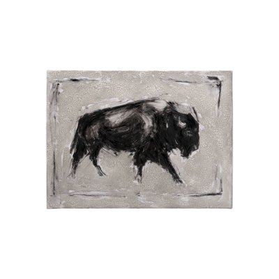 101537-S - Dynamic Bison I by Ethan Harper a Hand Embellished Textured Canvas