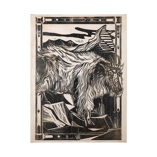 101623-L - Linocut I (Ram) by Mercana Studio a Hand Embellished Textured Canvas