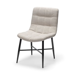 Barrow Solid Back Dining Side Chair | Beige Fabric w/ Black Metal
