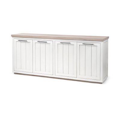 68480 - Fairview III Solid Wood Brown Top & White Frame 4 Cabinet Door Sideboard