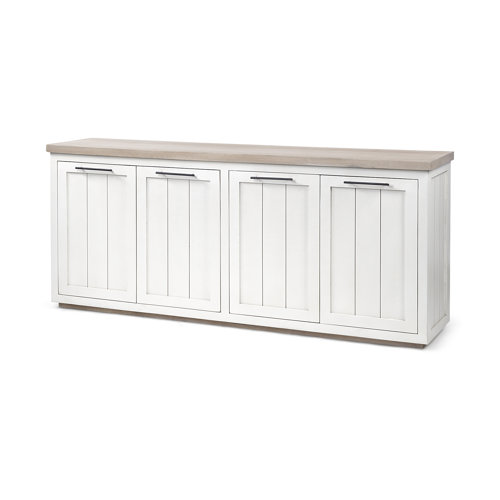 68480 - Fairview III Solid Wood Brown Top & White Frame 4 Cabinet Door Sideboard