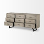 68533 - Giselle II Brown Fir Veneer W/Black Metal Leg 9 Drawer Sideboard
