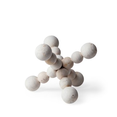 68668 - Carrollton I (Small) 7L x 7W Off-White Geometric Wood Ball Jack
