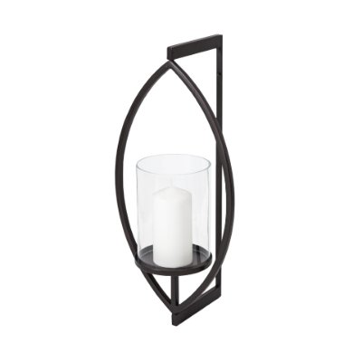68417 - Drax 22"H Black Metal Wall Candle Holder