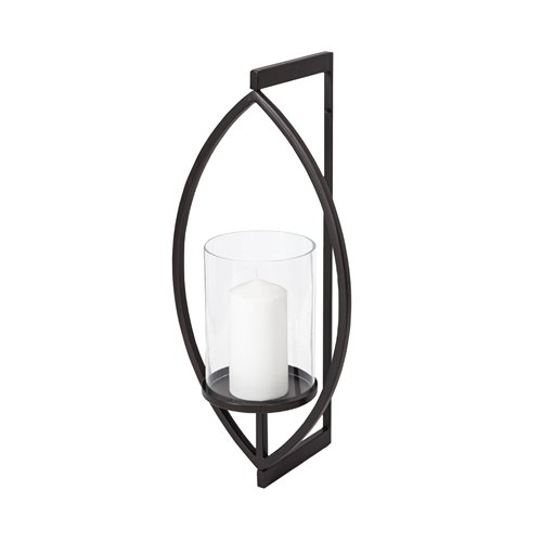 68417 - Drax 22"H Black Metal Wall Candle Holder
