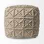 68390 - Leroy Square Cream Wool Pouf w/ Popcorn Detail