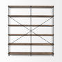 68485 - Trey IV 80L x 16W x 87.5H  Medium Brown Wood and Iron Five Tray Shelf Shelving Unit