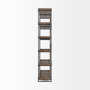 68485 - Trey IV 80L x 16W x 87.5H  Medium Brown Wood and Iron Five Tray Shelf Shelving Unit