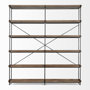 68485 - Trey IV 80L x 16W x 87.5H  Medium Brown Wood and Iron Five Tray Shelf Shelving Unit