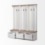 68477-AB - Fairview IV 61L x 17W White And Brown Wood With Storage Hall Tree