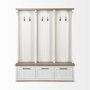 68477-AB - Fairview IV 61L x 17W White And Brown Wood With Storage Hall Tree