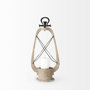68637 - Zain I Small Brown Wooden Vintage Inspired Candle Holder Lantern