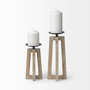 68636 - Astra Large Light Brown Wood Pedestal Base Table Candle Holder