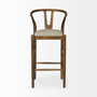 68499 - Trixie Cream Upholstered Seat Brown Wood Frame Bar Stool