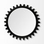 68551 - Alloy Cog 37" Round Black Metal Frame Mirror