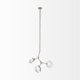 68591 - Desousa II (33.9"L x 8.8"W x 28"H) Champagne Metal Multi-Arm Three Light Chandelier