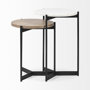 68490 - Larkin II Marble and Medium Brown Wood Round Tabletop Nesting End/Side Tables