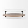 68489-AB - Larkin 48" Oval White Marble Top and Solid Wood Shelf w/ Black Metal Frame Coffee Table