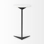68487 - Ballatine II 15L x 15W x 27L White Marble Round Top White w/ Black Metal Base Accent Table