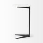 68487 - Ballatine II 15L x 15W x 27L White Marble Round Top White w/ Black Metal Base Accent Table