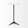68487 - Ballatine II 15L x 15W x 27L White Marble Round Top White w/ Black Metal Base Accent Table
