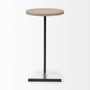 68486 - Ballatine 15L x 15W x 27H Brown Wood Round Top w/ Black Metal Base Accent Table