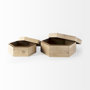 68540 - Elyse (Set of 2) 14L x 12W Brown Wooden Hexagonal Boxes