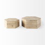 68540 - Elyse (Set of 2) 14L x 12W Brown Wooden Hexagonal Boxes