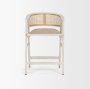 68496 - Tabitha 26.75" Seat Height Beige Fabric/Rattan Seat Blonde Wood Frame Counter Stool