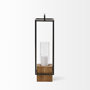 68651 - Orionis Large Wood w/ Black Metal Lantern Candle Holder