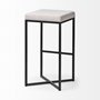 68445 - Frodo 29.75H Seat Height White Fabric Seat Black Metal Base Stool