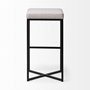 68445 - Frodo 29.75H Seat Height White Fabric Seat Black Metal Base Stool