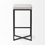 68445 - Frodo 29.75H Seat Height White Fabric Seat Black Metal Base Stool