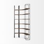 50366-AB - Turner II 37L x 10.5W x 90H Curved Dark Brown Wood And Black Iron Six Shelving Unit