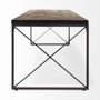 68586 - Trestman III 66L x 18W Brown Wood Top W/Black Iron Base Accent Bench