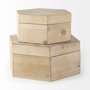 68540 - Elyse (Set of 2) 14L x 12W Brown Wooden Hexagonal Boxes
