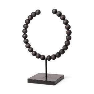 Tulane II (Large) 12L x 6W Black Beaded Broken Sphere Decorative Object