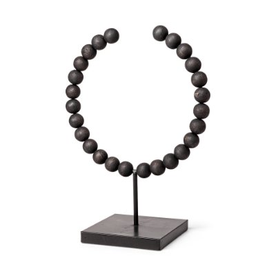 68683 - Tulane II (Large) 12L x 6W Black Beaded Broken Sphere Decorative Object