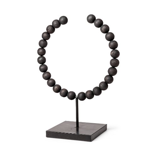 68683 - Tulane II (Large) 12L x 6W Black Beaded Broken Sphere Decorative Object