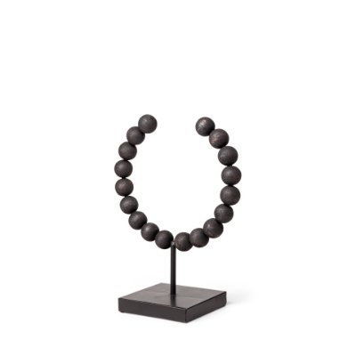 68682 - Tulane I (Small) 9L x 5W Black Beaded Broken Sphere Decorative Object