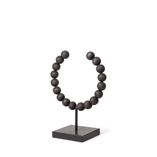 68682 - Tulane I (Small) 9L x 5W Black Beaded Broken Sphere Decorative Object