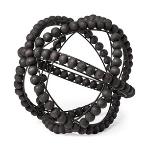 Earnhardt II Large 11L x 11W Black Wooden Beaded Orb