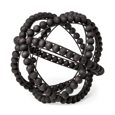 68679 - Earnhardt II Large 11L x 11W Black Wooden Beaded Orb