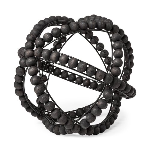 68679 - Earnhardt II Large 11L x 11W Black Wooden Beaded Orb