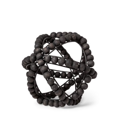 68678 - Earnhardt I Small 9L x 9W Black Wooden Beaded Orb