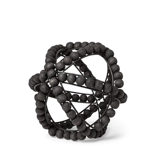 68678 - Earnhardt I Small 9L x 9W Black Wooden Beaded Orb