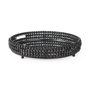 68675 - Decatur II 21L x 21W Black Wooden Bead Mirrored Bottom Round Tray