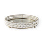 68674 - Decatur I 21L x 21W White Wooden Bead Mirrored Bottom Round Tray