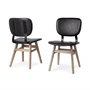 67517 - Haden I Black Faux-Leather Wrap Brown Solid Wood and Iron Base Dining Chair