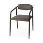 67617 - Langston Brown Faux-Leather Seat Black Iron Frame Dining Chair
